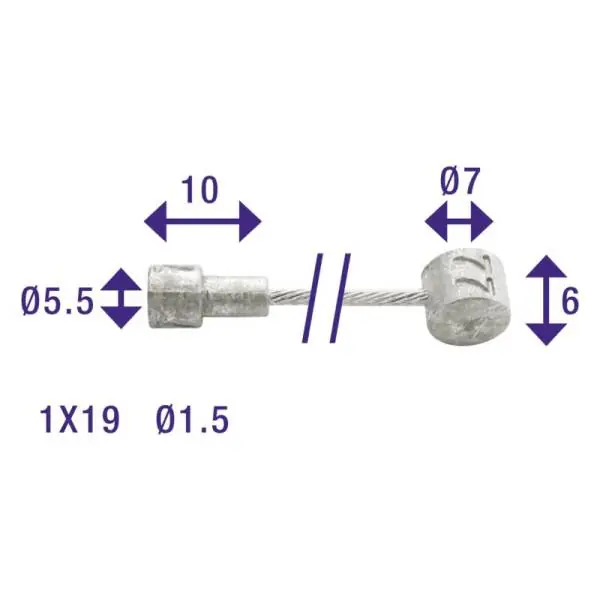 Cordo Sisäpuolella Jarruvaijeri Ø1,5mm 2350mm Inox - Hopea Tarjoushinta