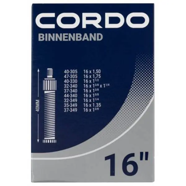 Ajankohtainen Cordo Sisäkumi 16 x 1 3/8 - 1.75" Dv 40mm - Musta