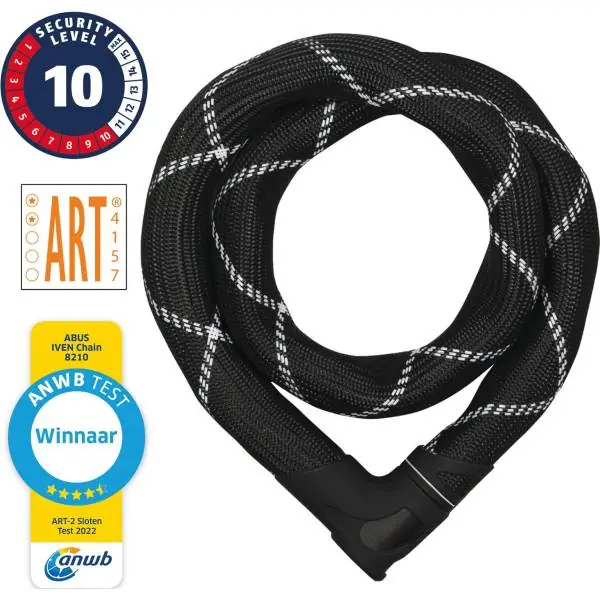 Abus Iven Ketjulukko Ø8mm 140cm - Musta Suosittu