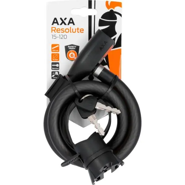 Axa Resolute Kaapelilukko Ø15mm 120cm - Musta Vain Tänään