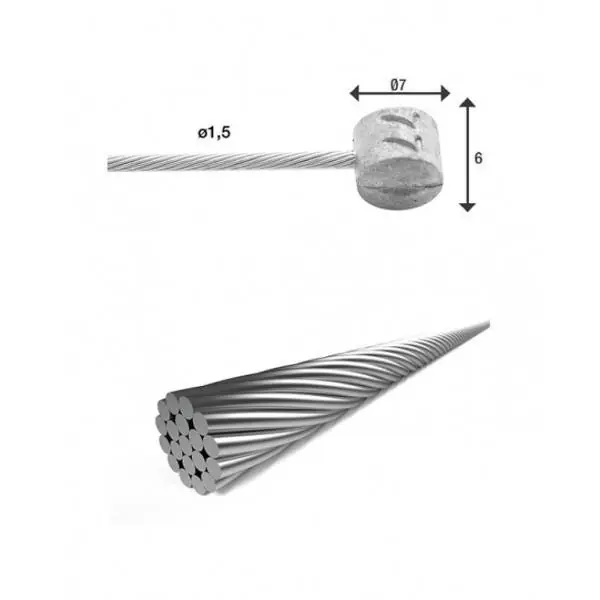 XLC BRX85 Sisäpuolella Jarruvaijeri Ø1.5mm 2000mm - Hopea Heti Saatavilla