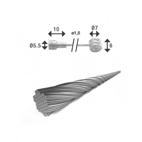 Tukkuhinta XLC BRX88 Sisäpuolella Jarruvaijeri Ø1.5mm 2250mm Inox - Hopea