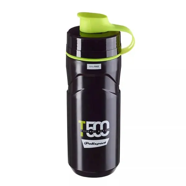 Nopea Toimitus Polisport Thermal T500 Vesipullo Musta/Limetti Vihreä - 500cc