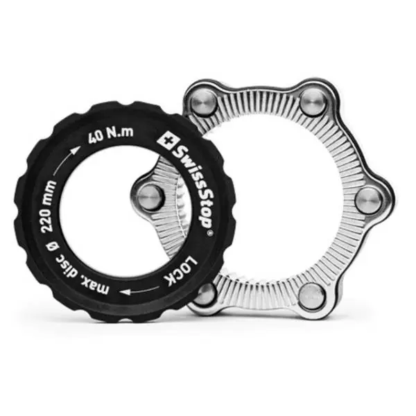 SwissStop Levyjarru Sovitin Centerlock -> 6-Reikä 220mm - Musta Alennus