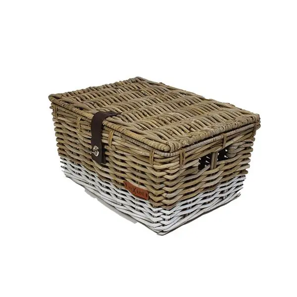Vain Rajoitetun Ajan Wicked L Polkupyörän Kori - Läppä 46x33x24cm Rattan - Ruskea/Gr/Valkoinen